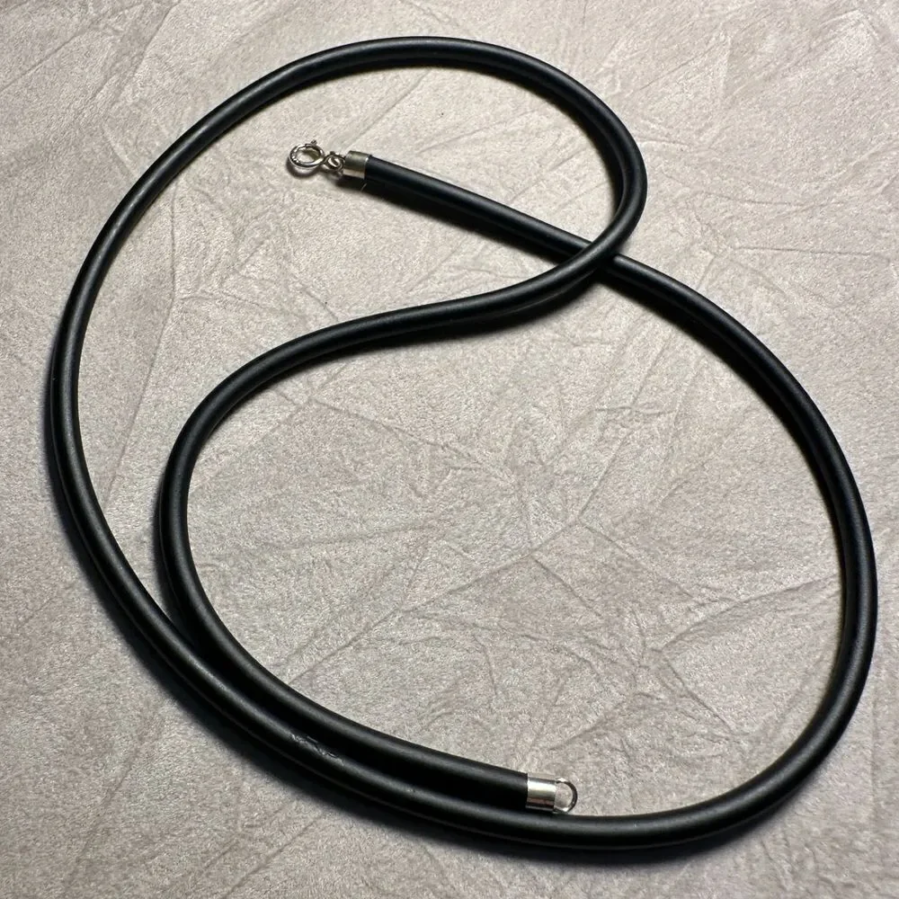 20” Black Cord Necklace - Unisex | 925 Silver Clasp | Minimalist | Great for Men